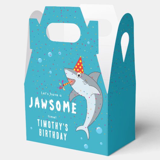 Schattigee haai in oceaan Kids Verjaardagsfeest Bedankdoosjes (Geopend)