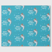 Schattigee haai in oceaan Kids Verjaardagsfeest Cadeaupapier (Vlak)