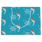 Schattigee haai in oceaan Kids Verjaardagsfeest Groot Cadeauzakje (Voorkant)