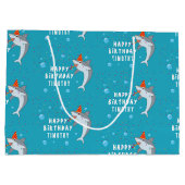 Schattigee haai in oceaan Kids Verjaardagsfeest Groot Cadeauzakje (Achterkant)