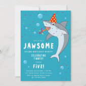 Schattigee haai in oceaan Kids Verjaardagsfeest Kaart (Voorkant)