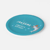 Schattigee haai in oceaan Kids Verjaardagsfeest Papieren Bordje (Gekanteld)