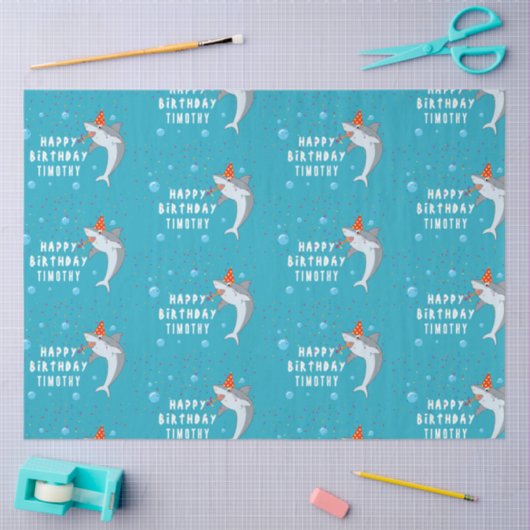 Schattigee haai in oceaan Kids Verjaardagsfeest Tissuepapier (Craft)