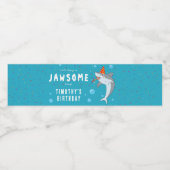 Schattigee haai in oceaan Kids Verjaardagsfeest Waterfles Etiket (Enkel label)