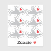 Schattigee haai in Santa Hat kerstvakantie Cartoon Sticker (Vel)