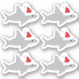 Schattigee haai in Santa Hat kerstvakantie Cartoon Sticker