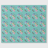 Schattigee Haai 🦈 Kerst Kinder Fun Super Oceaan Cadeaupapier (Vlak)