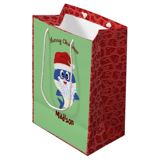 Schattigee Haai 🦈 Kerst Kinder Fun Super Oceaan Medium Cadeauzakje (Voorkant Gekanteld)