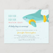 Schattigee haai met armbanden Zomer Baby shower Uitnodiging Briefkaart (Voorkant)