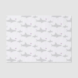 Schattigee haai Paarse hart | Baby showers tissuep Tissuepapier