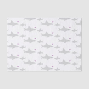 Schattigee haai Paarse hart   Baby showers tissuep Tissuepapier