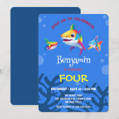 Schattigee haai regenboog kleurrijke verjaardagsfe kaart (Voorkant / Achterkant)