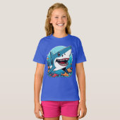 Schattigee haai springen in de oceaan T-Shirt (Voorkant volledig)