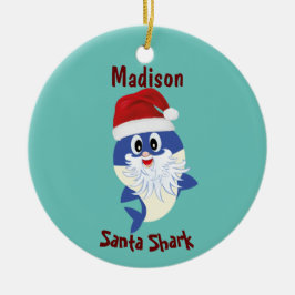 Schattigee haai 🦈 Super Ocean Christmas Santa Keramisch Ornament