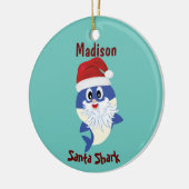 Schattigee haai 🦈 Super Ocean Christmas Santa Keramisch Ornament (Links)