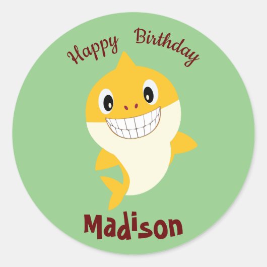 Schattigee haai 🦈 Super Verjaardag Ocean Party Wi Ronde Sticker (Voorkant)