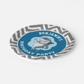 Schattigee haai verjaardagsfeestje papieren bordje (Gekanteld)