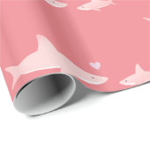 Schattigee haaien effen roze achtergrond | BABY SH Cadeaupapier (Rol Hoek)