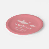 Schattigee haaien effen roze achtergrond | BABY SH Papieren Bordje (Gekanteld)