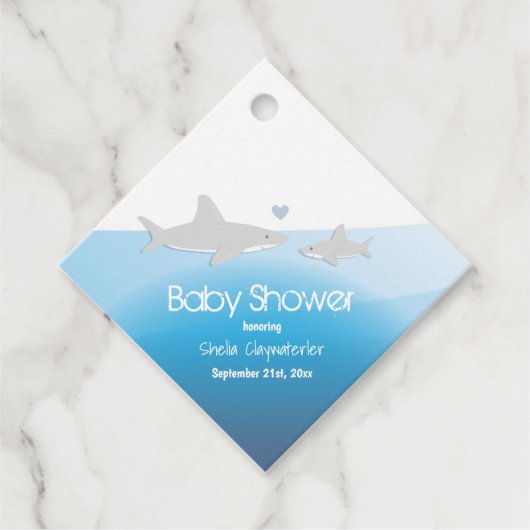 Schattigee haaien en oceaan | BABY SHOWER Bedankjes Labels (Voorkant)