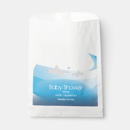 Schattigee haaien en oceaan | Baby shower Favor Ba Bedankzakje (Voorkant)