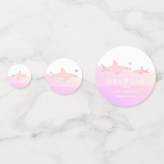 Schattigee haaien en Ocean Pink White | BABY SHOWE Confetti (Achterkanten)