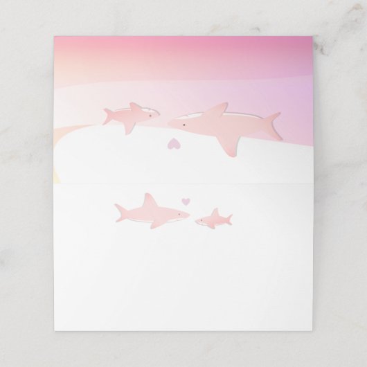 Schattigee haaien en Ocean Pink White | BABY SHOWE Plaatskaartje (Buitenkant ongevouwen)