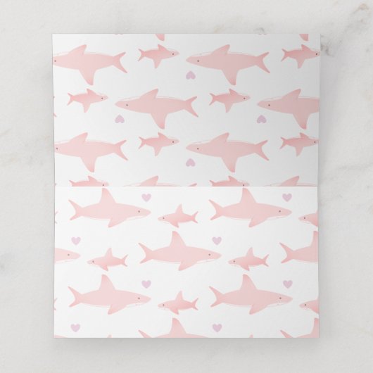 Schattigee haaien en Ocean Pink White | BABY SHOWE Plaatskaartje (Binnenkant ongevouwen)
