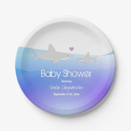 Schattigee haaien Paarse Oceaan | BABY SHOWER BORD