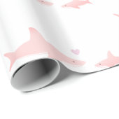 Schattigee haaien roze wit | BABY SHOWER Cadeaupapier (Rol Hoek)