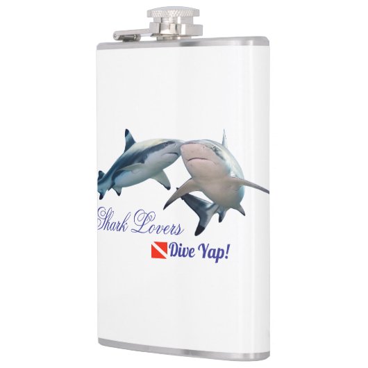 Schattigee haaienliefhebbers Shot Glass Heupfles (Links)