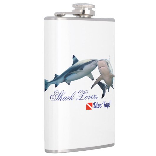 Schattigee haaienliefhebbers Shot Glass Heupfles (Rechts)