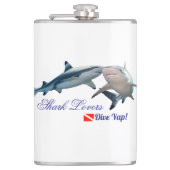 Schattigee haaienliefhebbers Shot Glass Heupfles (Voorkant)