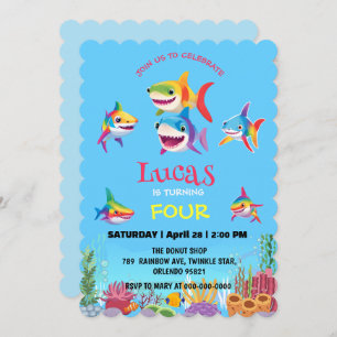 Schattigee haaienvis regenboog kleurrijk verjaarda kaart