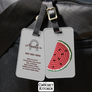Schattigee Haak Watermeloen Fruit Naam Initialen Bagagelabel