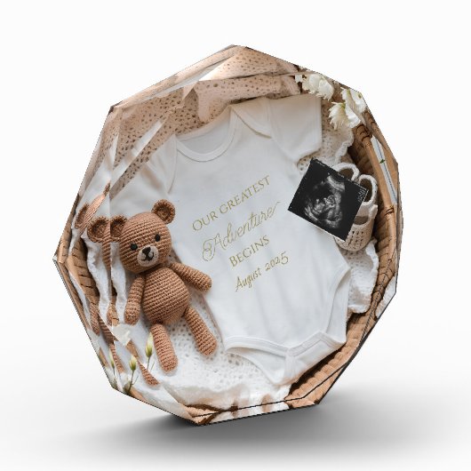 Schattigee Haakneutrale zwangerschapsaankondiging Fotoblokken (Links)