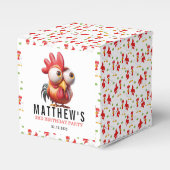 Schattigee Haan Karikaturen 3e Verjaardagsfeest Bedankdoosjes (Voorkant Zijde)