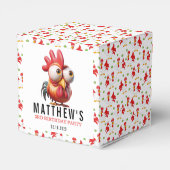 Schattigee Haan Karikaturen 3e Verjaardagsfeest Bedankdoosjes (Achterkant)