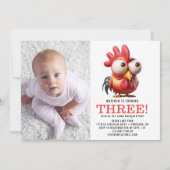 Schattigee Haan Karikaturen 3e Verjaardagsfeest Kaart (Voorkant)