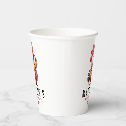 Schattigee Haan Karikaturen 3e Verjaardagsfeest Papieren Bekers (Rechts)