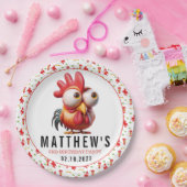 Schattigee Haan Karikaturen 3e Verjaardagsfeest Papieren Bordje (Feest)