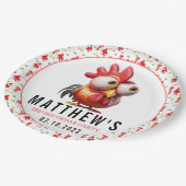 Schattigee Haan Karikaturen 3e Verjaardagsfeest Papieren Bordje (Gekanteld)