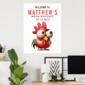 Schattigee Haan Karikaturen 3e Verjaardagsfeest Poster (Thuiskantoor)