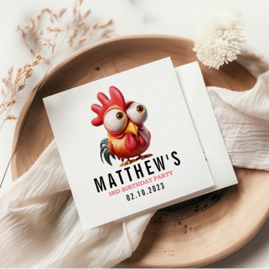 Schattigee Haan Karikaturen 3e Verjaardagsfeest Servet
