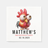 Schattigee Haan Karikaturen 3e Verjaardagsfeest Servet (Voorkant)