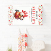 Schattigee Haan Karikaturen 3e Verjaardagsfeest Spandoek (Insitu)