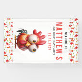 Schattigee Haan Karikaturen 3e Verjaardagsfeest Spandoek (Horizontaal)