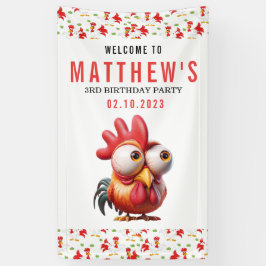 Schattigee Haan Karikaturen 3e Verjaardagsfeest Spandoek