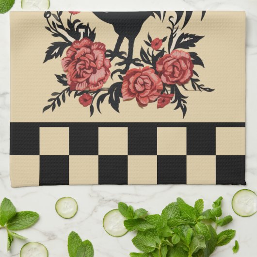 Schattigee haan liefhebbers Landelijke keuken Theedoek (Gevouwen)