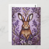 Schattigee haas met lavendel William Morris Geïnsp Briefkaart (Voorkant / Achterkant)
